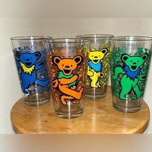 Grateful Dead 2011 Dancing Bear Glass Tumbler Set of 4 Never Used